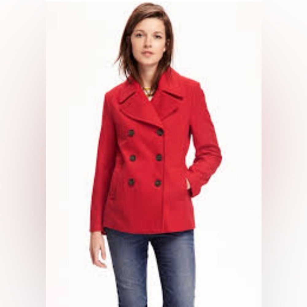 Old Navy Red Double-Breasted Pea Coat